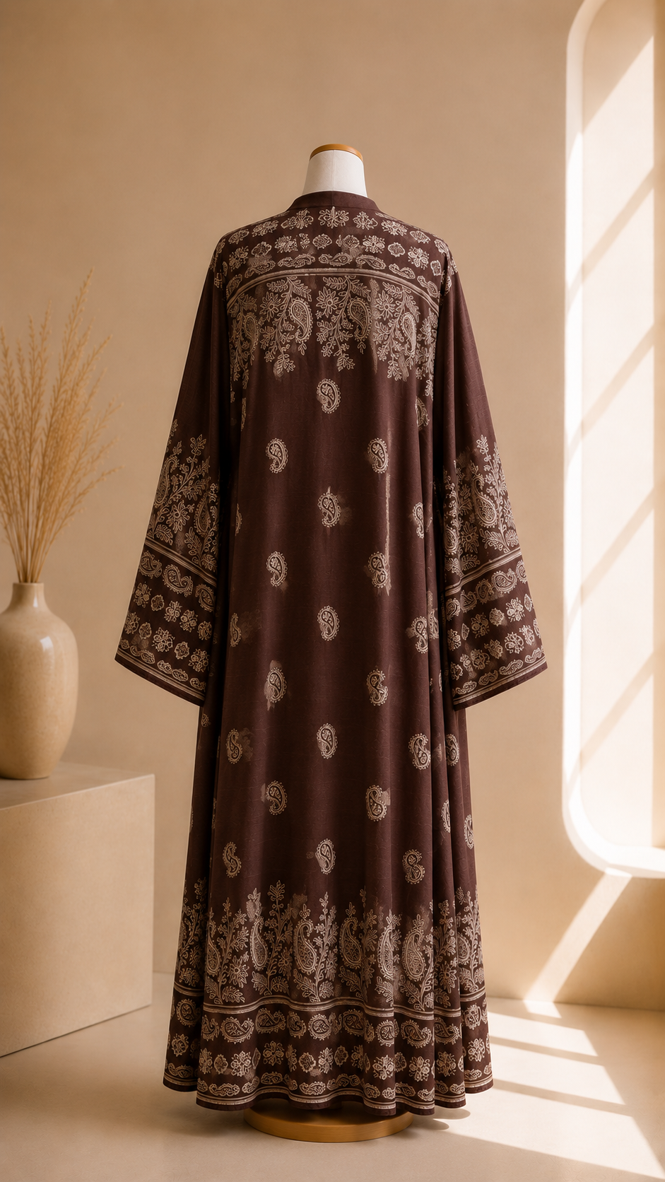 Abaya Bohème Flow Marrone