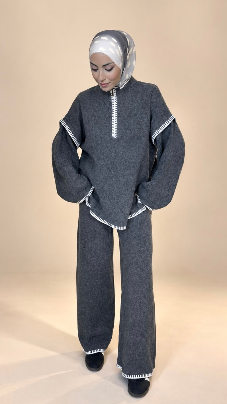 Coordinato Knit Contrast Grigio