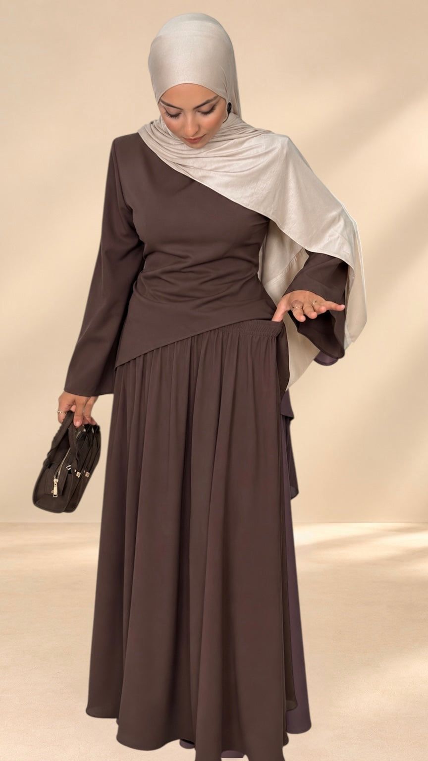 Elara Flow Set Coffee - Hijab Paradise 
