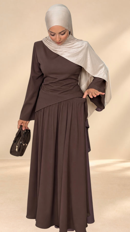 Elara Flow Set Coffee - Hijab Paradise 
