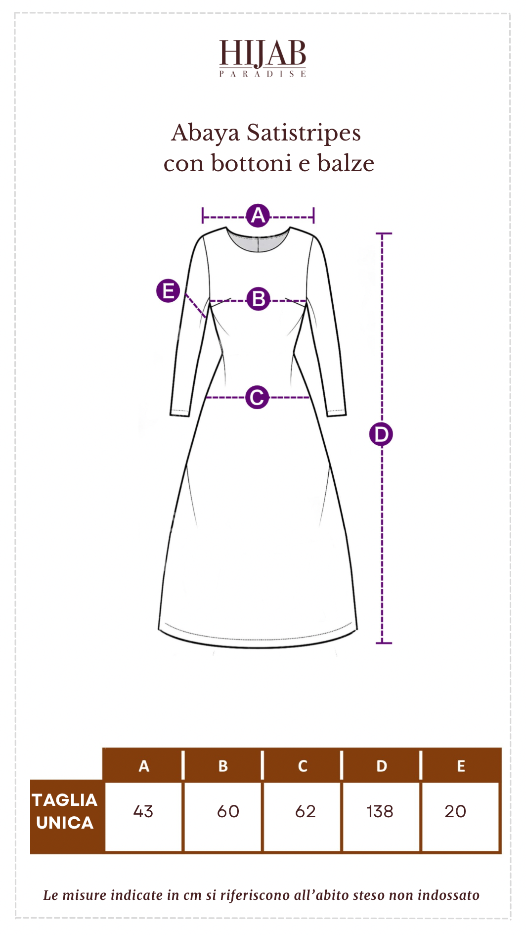 Abaya Satistripes con bottoni e balze