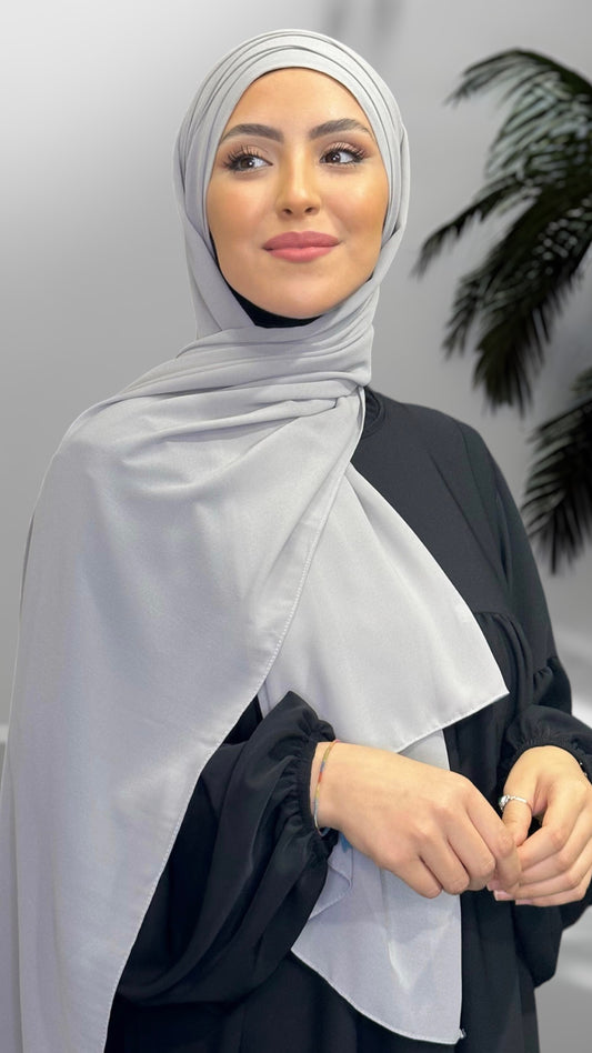 Hijab Pronto da mettere in Chiffon Grigio Chiaro