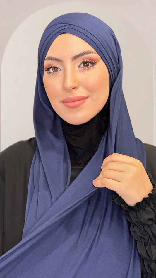 Hijab, chador, velo, turbante, foulard, copricapo, musulmano, islamico, sciarpa, Cross Hijab , pronto da mettere Blu Scuro Hijab, chador, velo, turbante, foulard, copricapo, musulmano, islamico, sciarpa, 