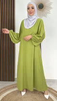 Load image into Gallery viewer, Vestito a palloncino, Hijab Paradise, tacchi bianchi, maniche larghe, hijab, donna musulmana, abaya
