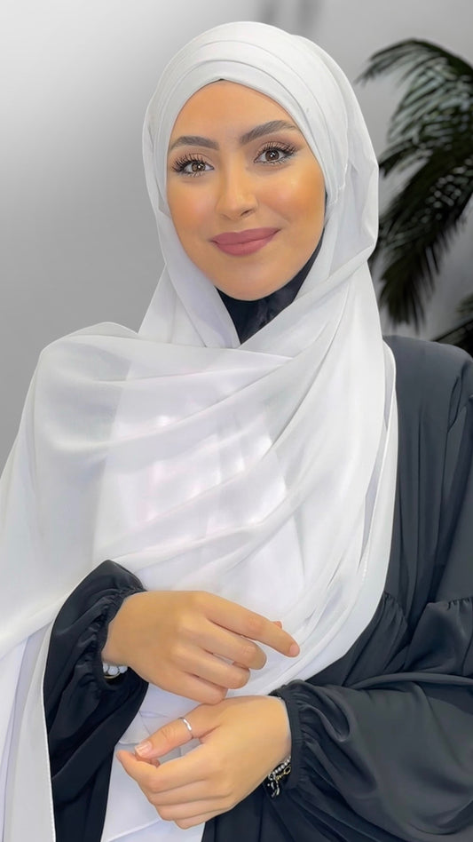 Hijab Pronto da mettere In Chiffon Bianco