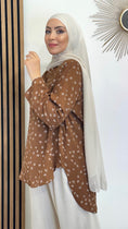 Load image into Gallery viewer, Hijab Paradise, tunica lunga, retro piu lungo, donna musulmana, marrone con fiori
