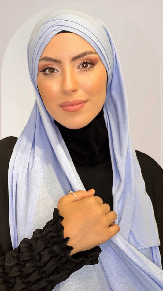 Hijab, chador, velo, turbante, foulard, copricapo, musulmano, islamico, sciarpa, Cross Hijab , pronto da mettere Celeste Hijab, chador, velo, turbante, foulard, copricapo, musulmano, islamico, sciarpa, 