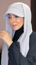 Cargar la imagen en la vista de la galería, Hijab, chador, velo, turbante, foulard, copricapo, musulmano, islamico, sciarpa, casquette  Hijab,   , cappello, visiera, velo con visiera, hijab per ripararsi dal sole, chiffon crepe
