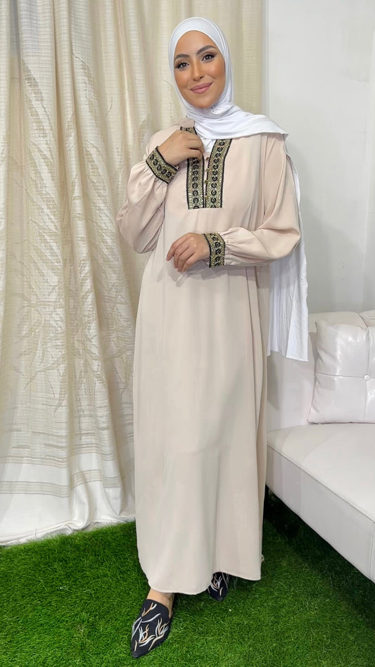 Vestito beige, lungo, arabeggiante, Hijab Paradise, donna musulmama
