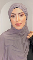 Carica l'immagine nel visualizzatore della galleria, Hijab, chador, velo, turbante, foulard, copricapo, musulmano, islamico, sciarpa, Cross Hijab , pronto da mettere Grigio Scuro
