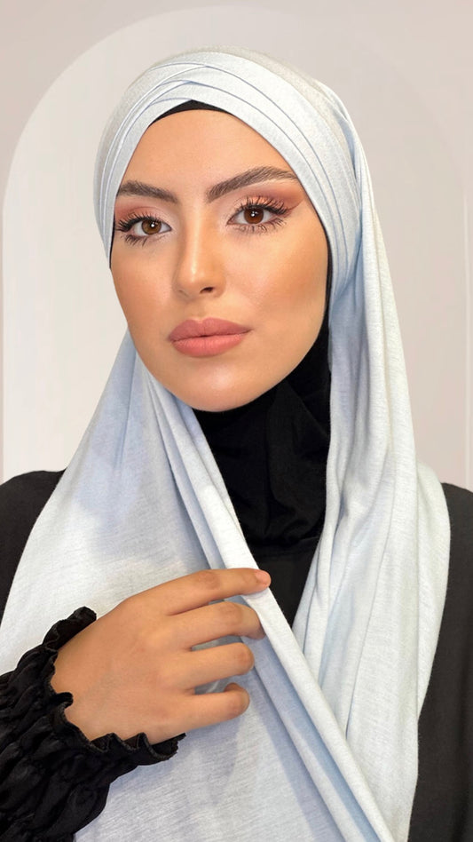 Hijab, chador, velo, turbante, foulard, copricapo, musulmano, islamico, sciarpa, Cross Hijab , pronto da mettere Azzurro Hijab, chador, velo, turbante, foulard, copricapo, musulmano, islamico, sciarpa, 