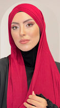 Carica l'immagine nel visualizzatore della galleria, Hijab, chador, velo, turbante, foulard, copricapo, musulmano, islamico, sciarpa, Cross Hijab , pronto da mettere Bordeaux
