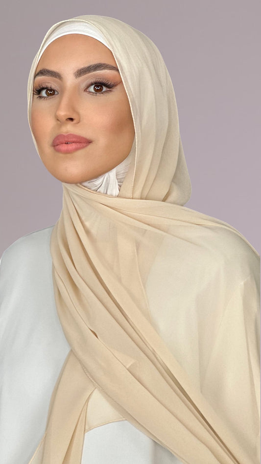 Hijab Chiffon Crepe Beige Dorato