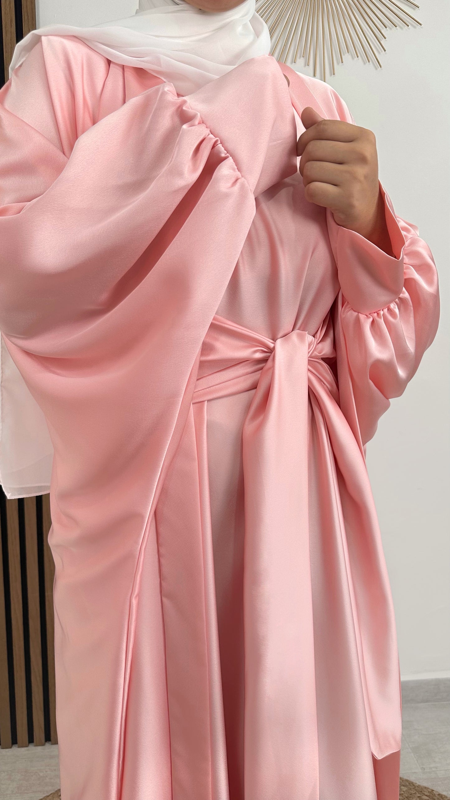 Abaya e kimono satinati Rosa