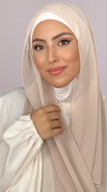 Load image into Gallery viewer, Hijab, chador, velo, turbante, foulard, copricapo, musulmano, islamico, sciarpa,  trasparente, chiffon crepe Beige Cappuccino
