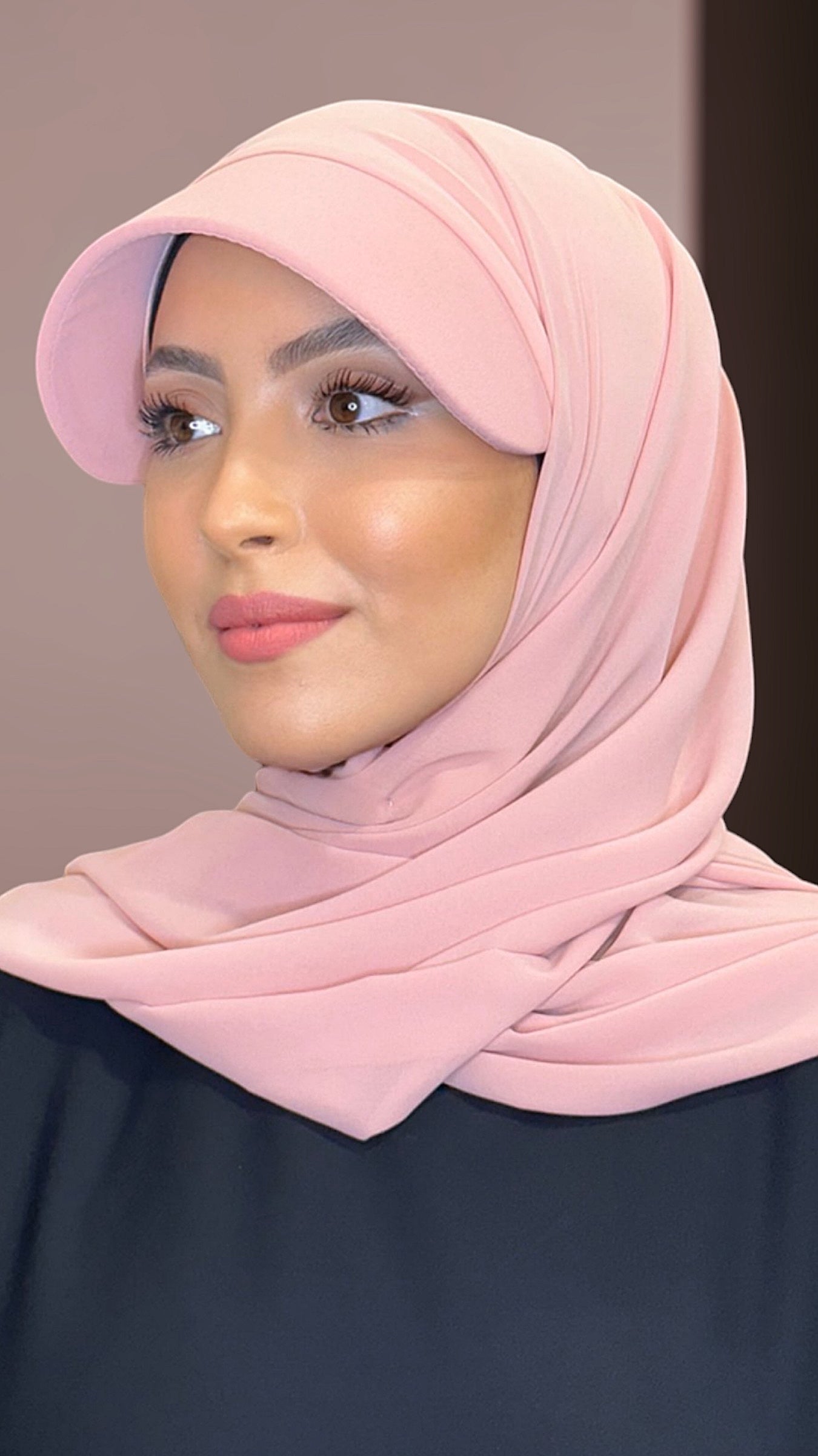 Hijab, chador, velo, turbante, foulard, copricapo, musulmano, islamico, sciarpa,  Hijab rosa,   , cappello, visiera, velo con visiera, hijab per ripararsi dal sole, crepe tessuto