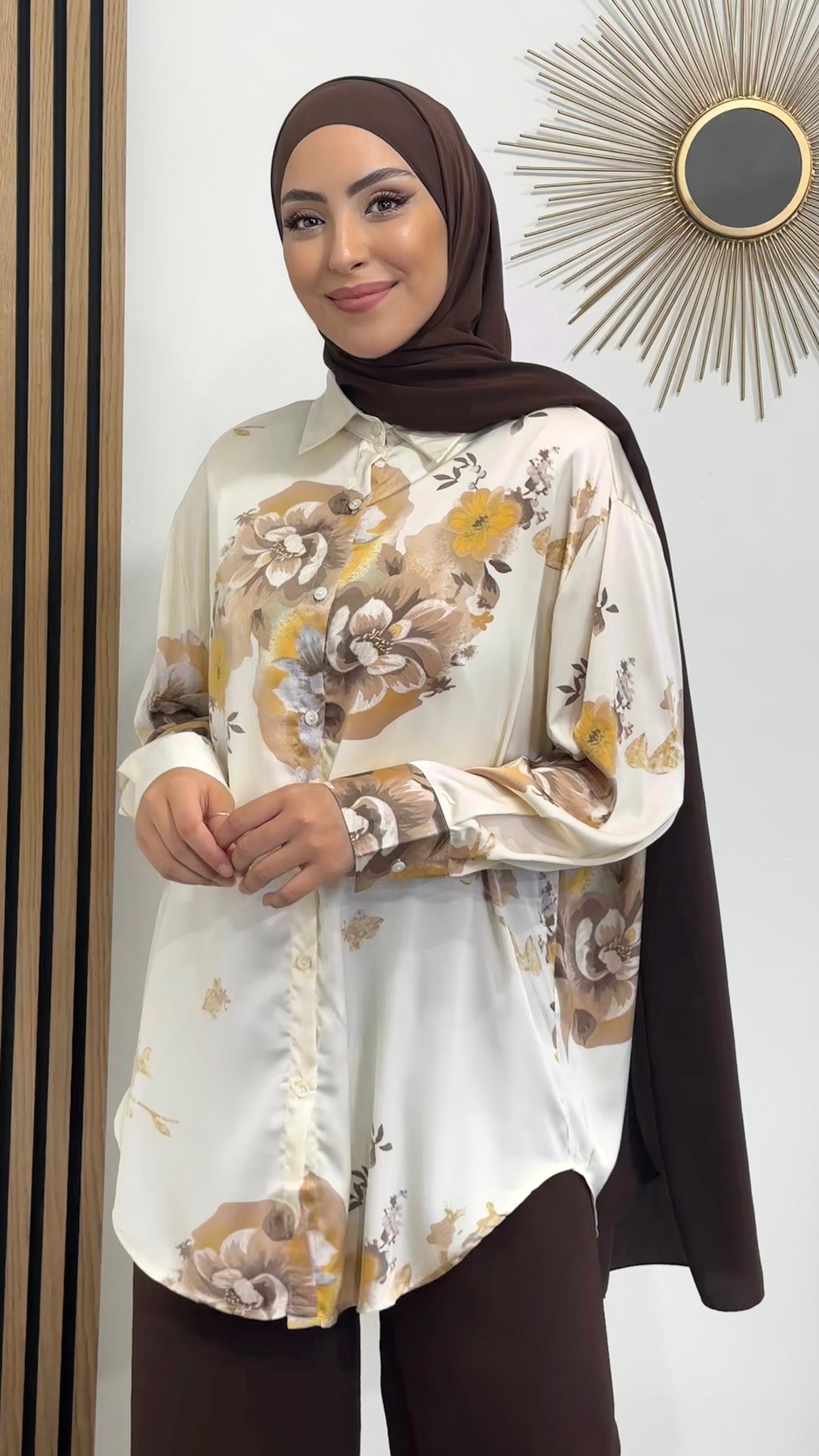 Camicia, floreale, lunga, donna musulmana, hijab, Hijab Paradise