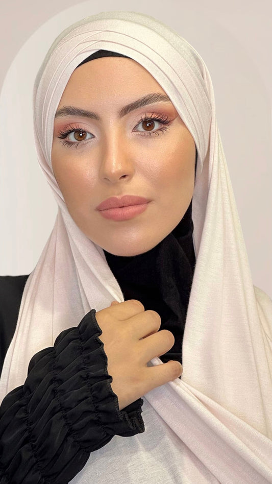 Hijab, chador, velo, turbante, foulard, copricapo, musulmano, islamico, sciarpa, Cross Hijab , pronto da mettere Rosa Argento, Hijab, chador, velo, turbante, foulard, copricapo, musulmano, islamico, sciarpa, 