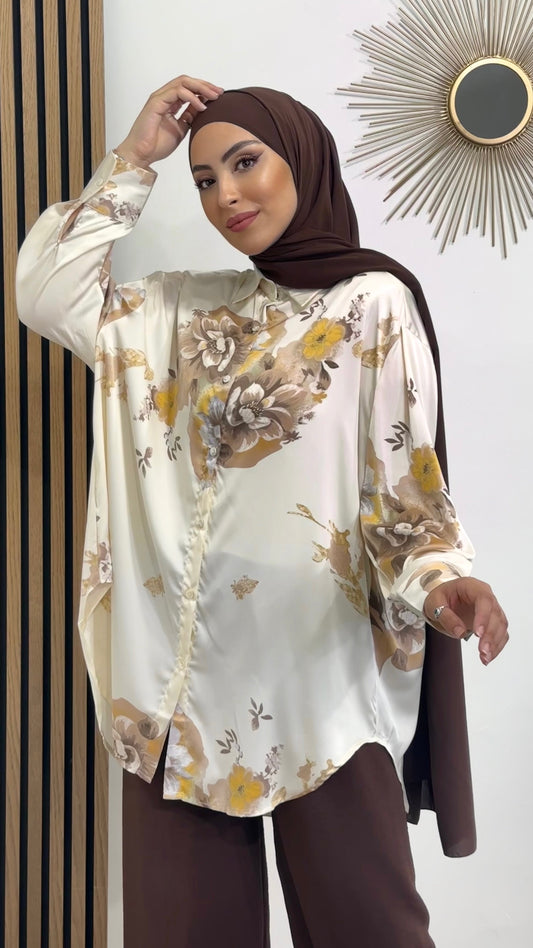 Camicia, floreale, lunga, donna musulmana, hijab, Hijab Paradise