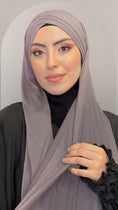 Load image into Gallery viewer, Hijab, chador, velo, turbante, foulard, copricapo, musulmano, islamico, sciarpa, Cross Hijab , pronto da mettere Grigio Scuro
