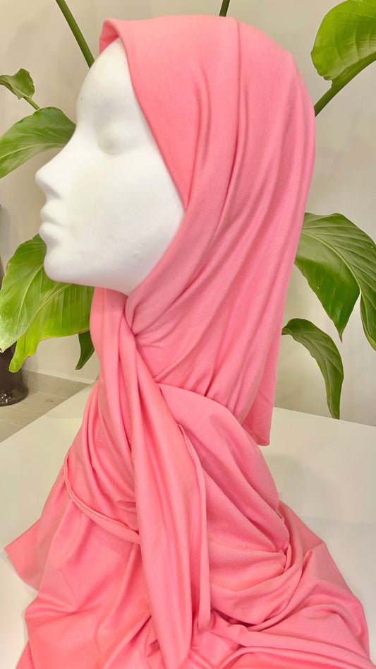 Hijab Jersey rosa flamingo-orlo Flatlock