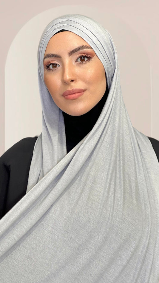Hijab, chador, velo, turbante, foulard, copricapo, musulmano, islamico, sciarpa, Cross Hijab , pronto da mettere Grigio Chiaro