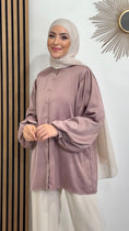 Load image into Gallery viewer, Camicia over, maniche a palloncino, satinata, donna musulmana, Hijab Paradise

