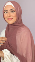 Load image into Gallery viewer, Hijab, chador, velo, turbante, foulard, copricapo, musulmano, islamico, sciarpa,  trasparente, chiffon crepe Moka
