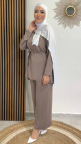 Load image into Gallery viewer, Completo semplice, laccio in vita, hijab bianco, tacchi bianchi, Hijab Paradise, antracite
