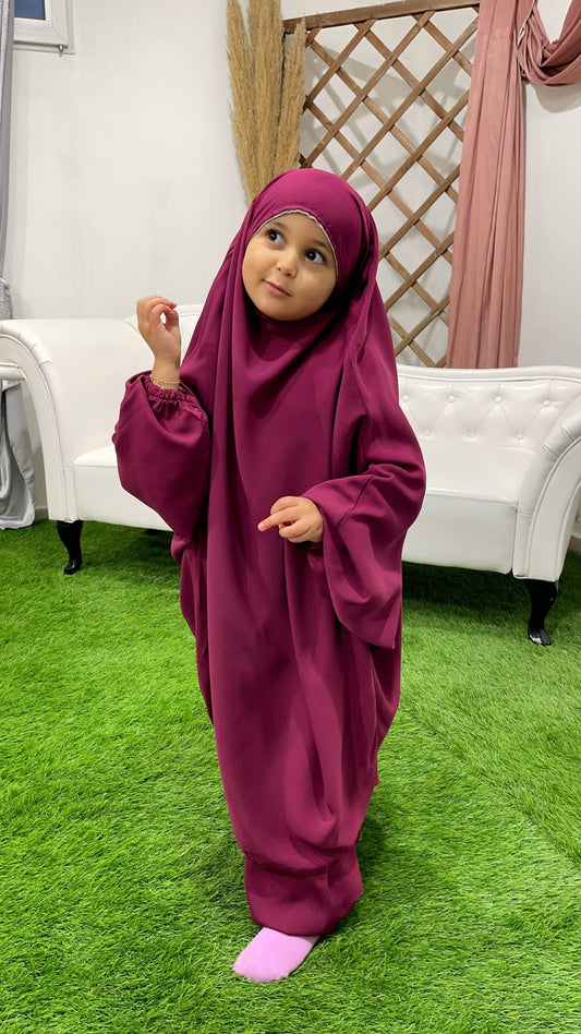Preghiera, bambine, abito da preghiera, due pezzi, vinaccio, hijab paradise