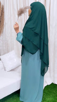 Load image into Gallery viewer, Three layers light blue hijab
