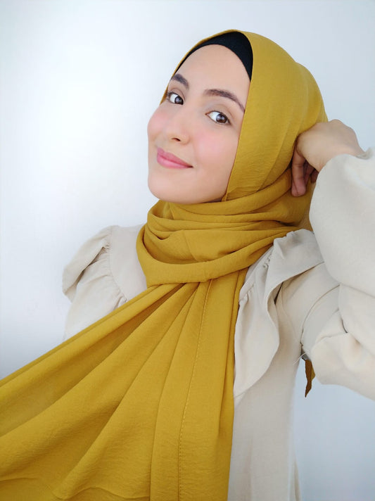 Hijab crinckle crepe senape - Hijab Paradise 
