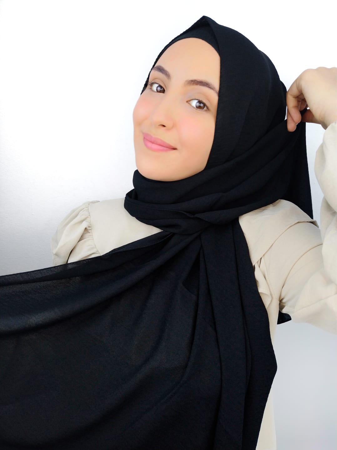 Hijab crinckle crepe nero - Hijab Paradise 