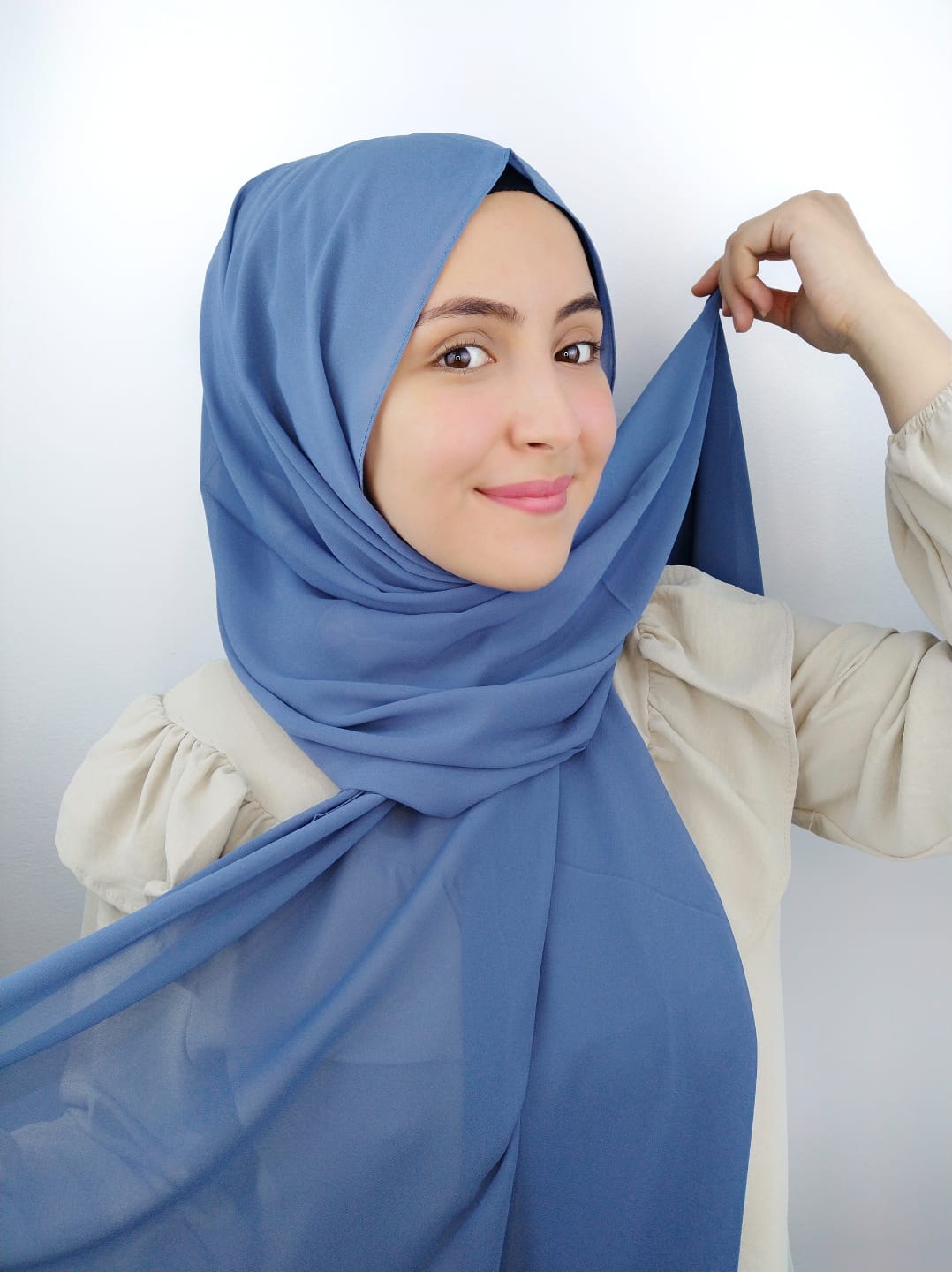 Hijab Chiffon Crepe blu pastello