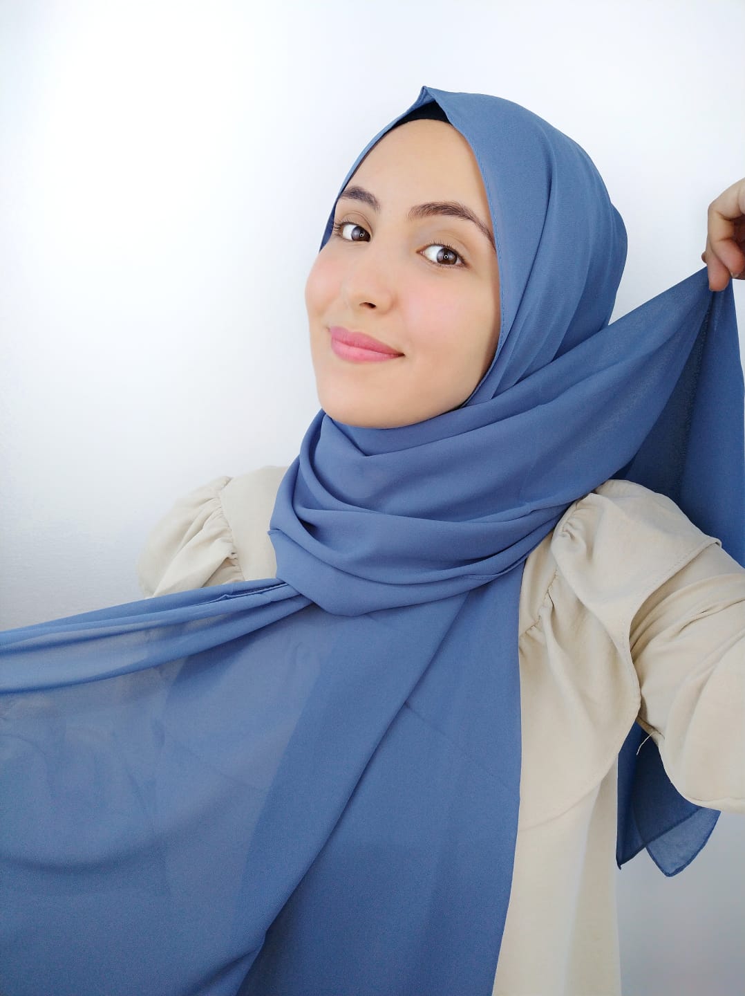 Hijab Chiffon Crepe blu pastello