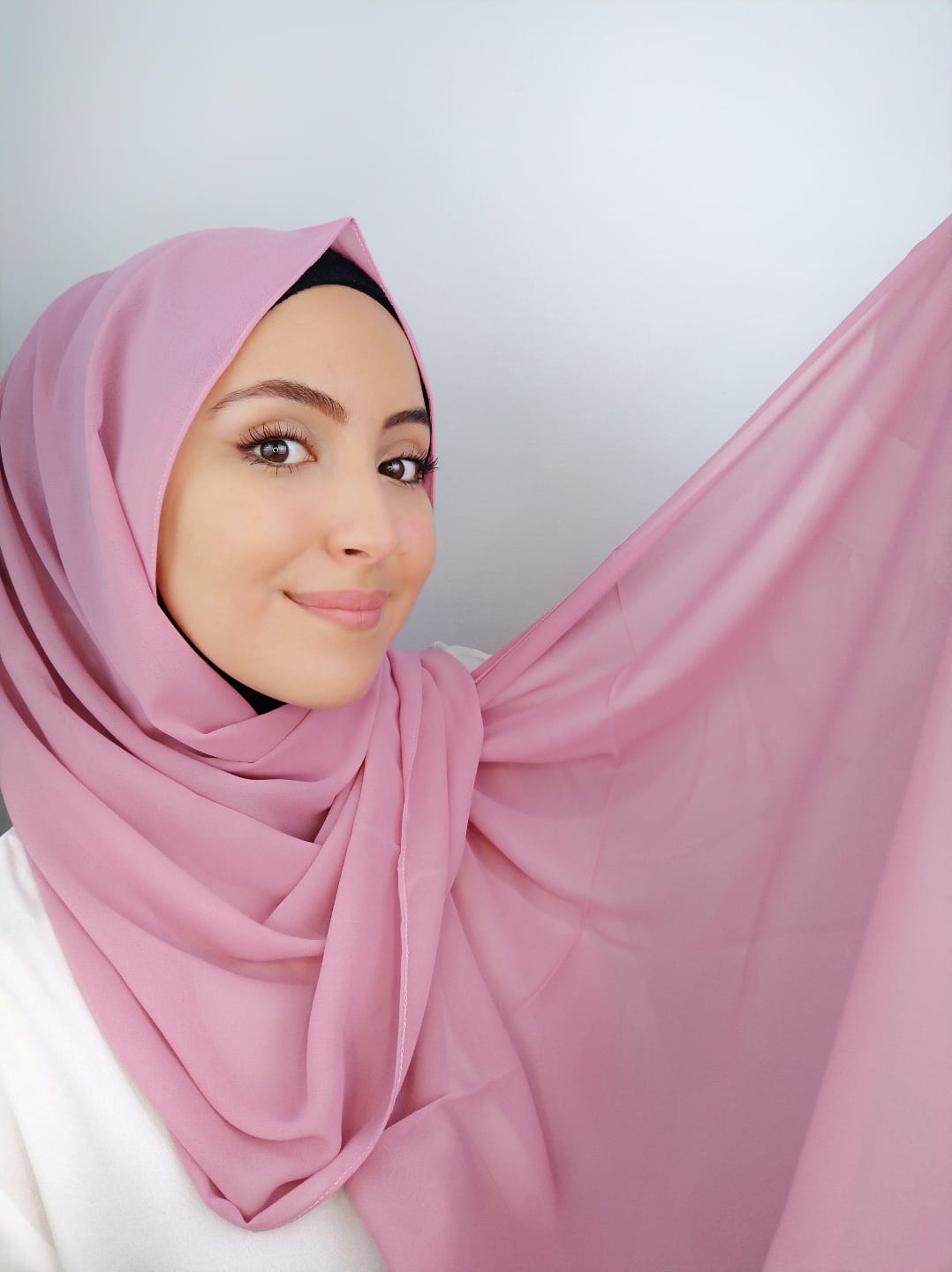 Hijab Chiffon crêpe framboise pastel clair