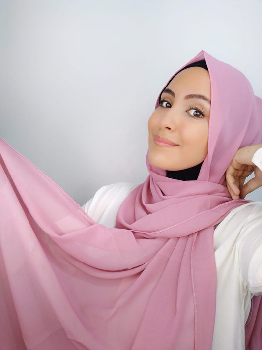 Hijab Chiffon crêpe framboise pastel clair