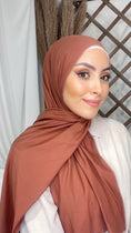 Carica l'immagine nel visualizzatore della galleria, Hijab, chador, velo, turbante, foulard, copricapo, musulmano, islamico, sciarpa, Hijab Jersey rosa rubicondo scuro-orlo Flatlock

