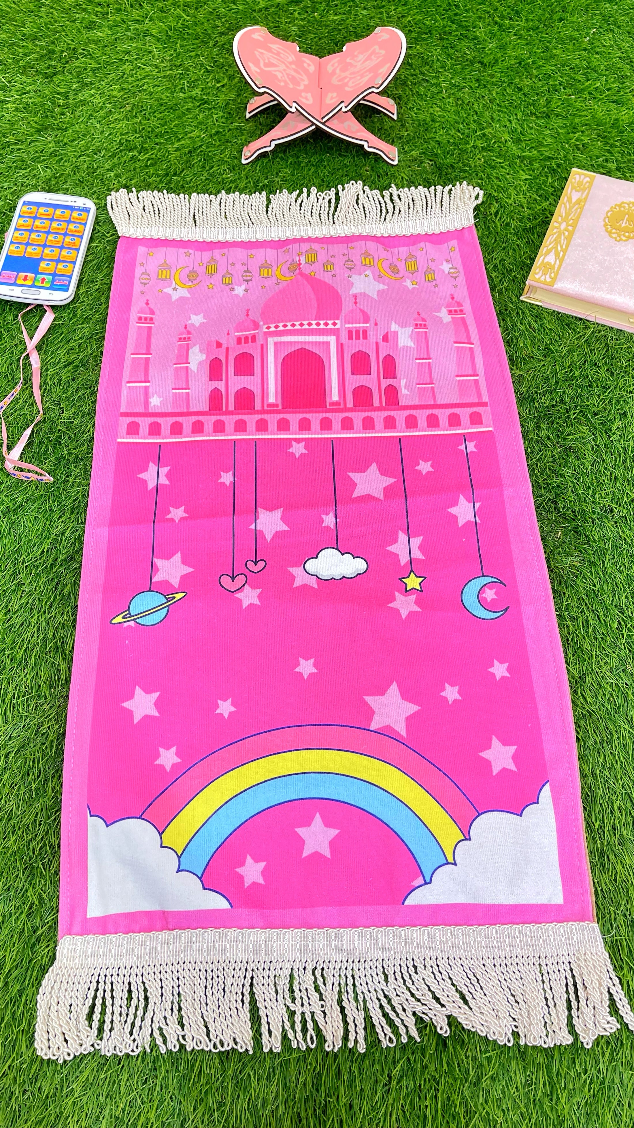 Tappeto preghiera slim, tappeto sottile, rettangolare, colorato, Hijab Paradise per bambine