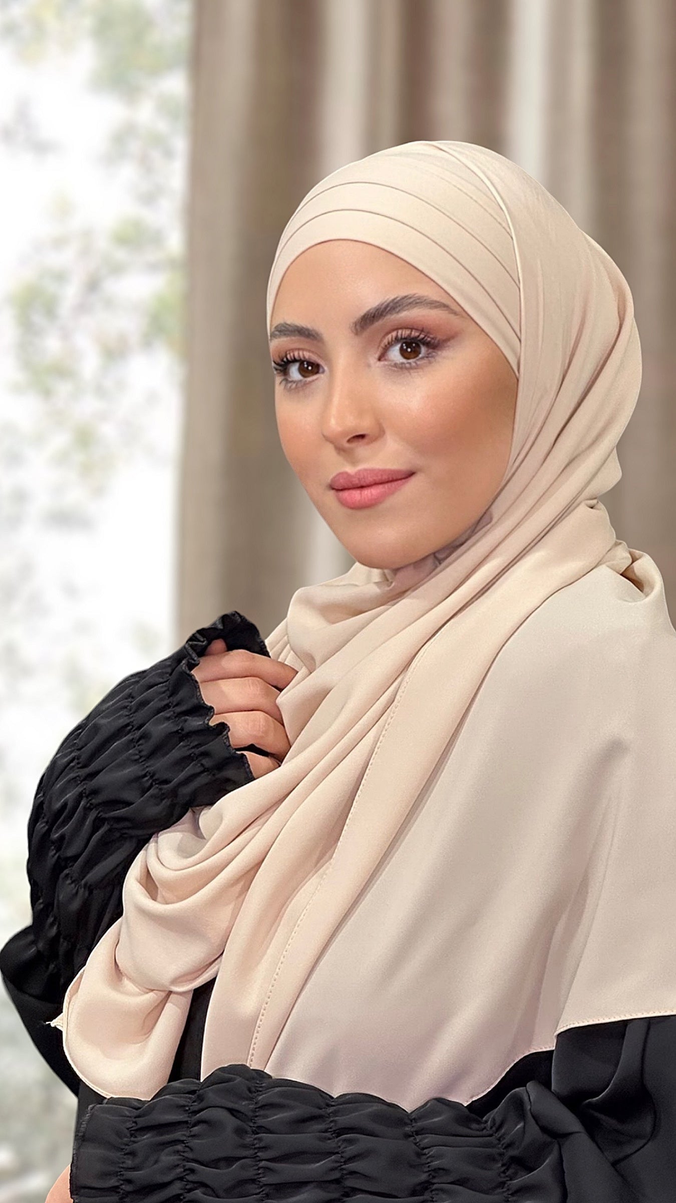 Hijab, chador, velo, turbante, foulard, copricapo, musulmano, islamico, sciarpa, pronto da mettere, Easy Hijab  Beige