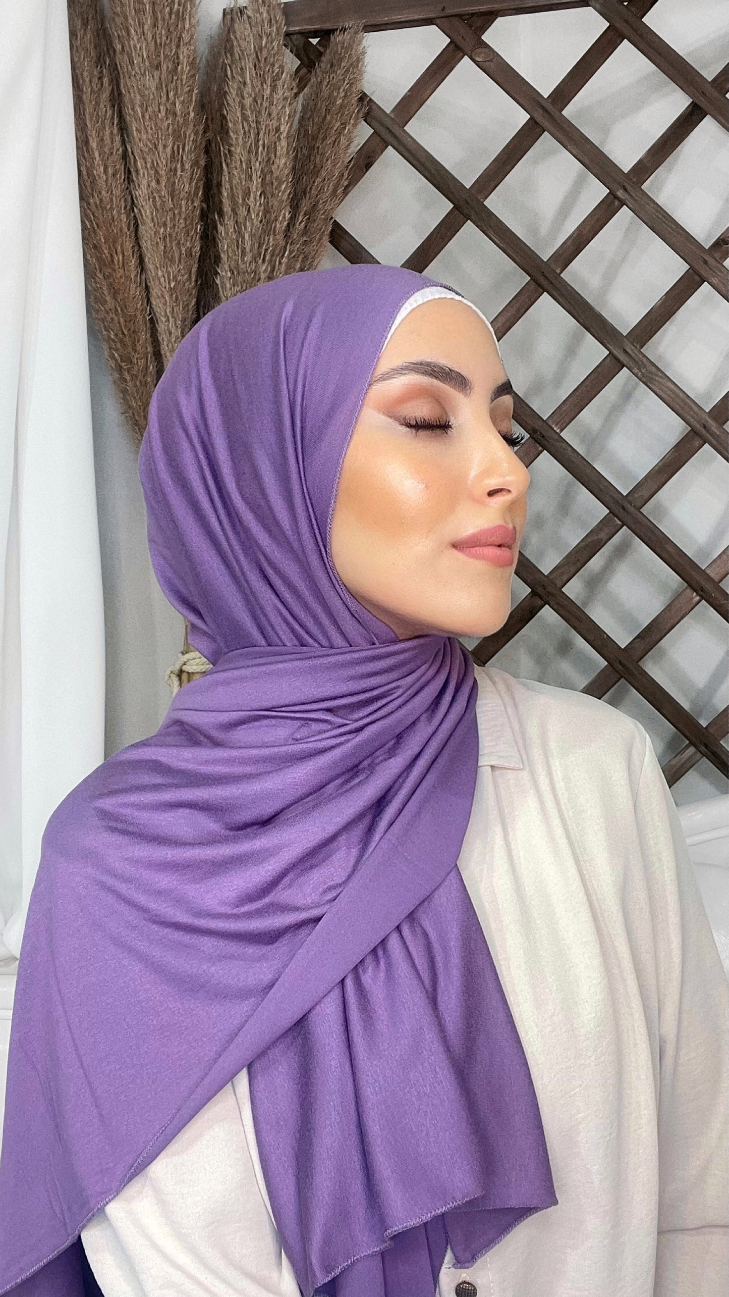 Hijab Jersey lilla Scuro-orlo Flatlock