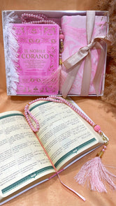 Cofanetto regalo, corano traslitterato, tasbih, tappeto preghiera, Hijab Paradise
