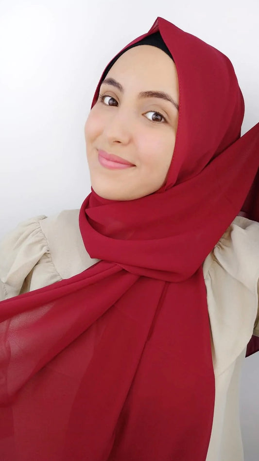 Hijab Chiffon Crepe rosso - Hijab Paradise 