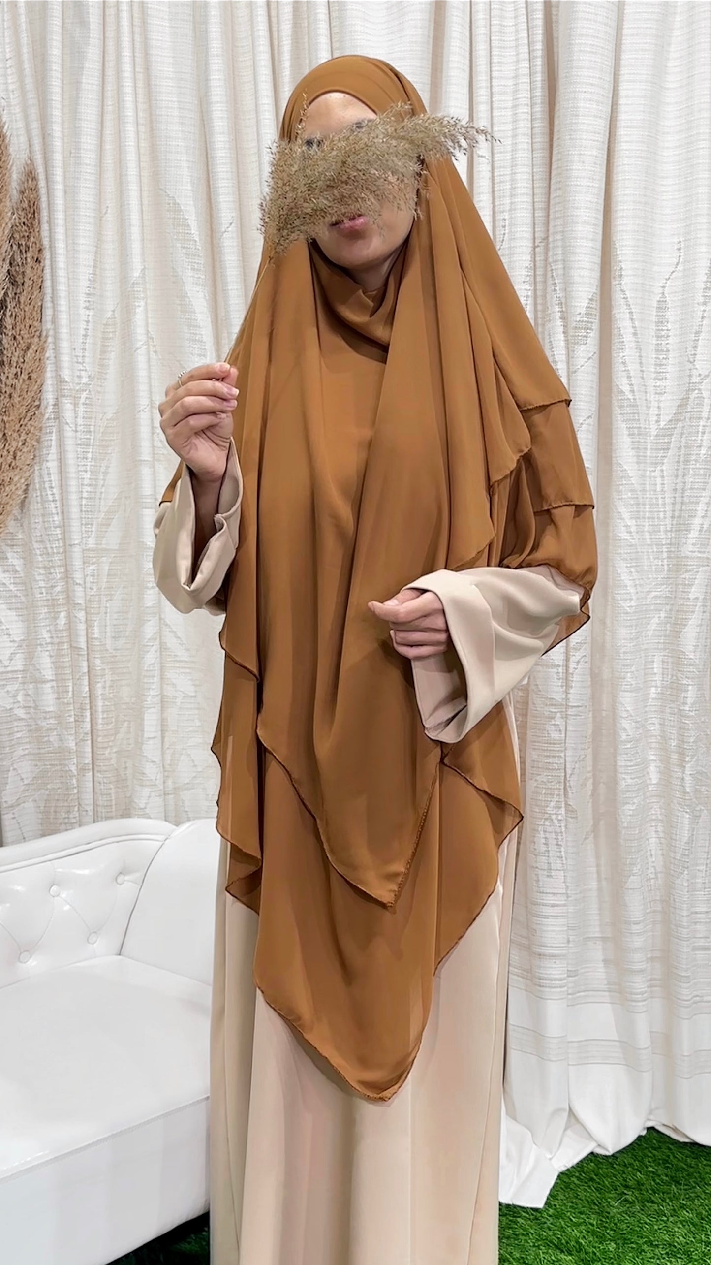 Three layers hijab caramel