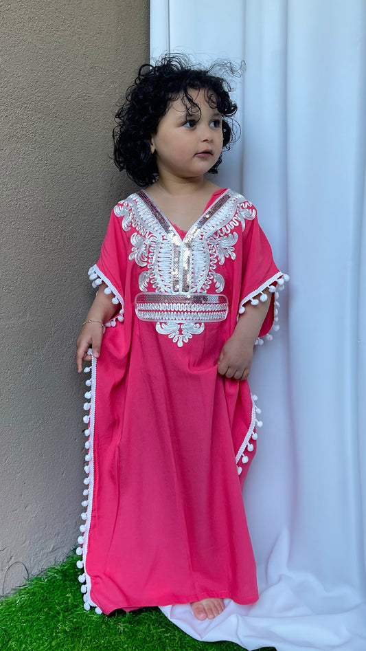 Bambina, ricci, gandora, decorazioni arabeggianti, Hijab Paradise, fucsia 