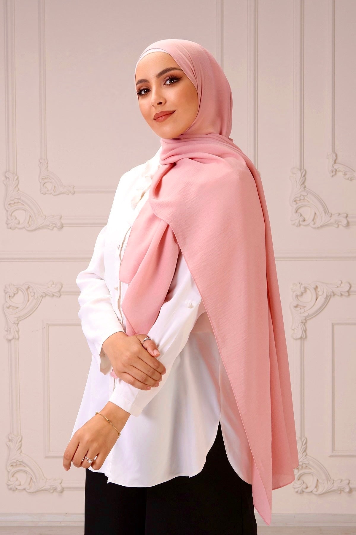 Hijab crinckle crepe Rosa - Hijab Paradise 