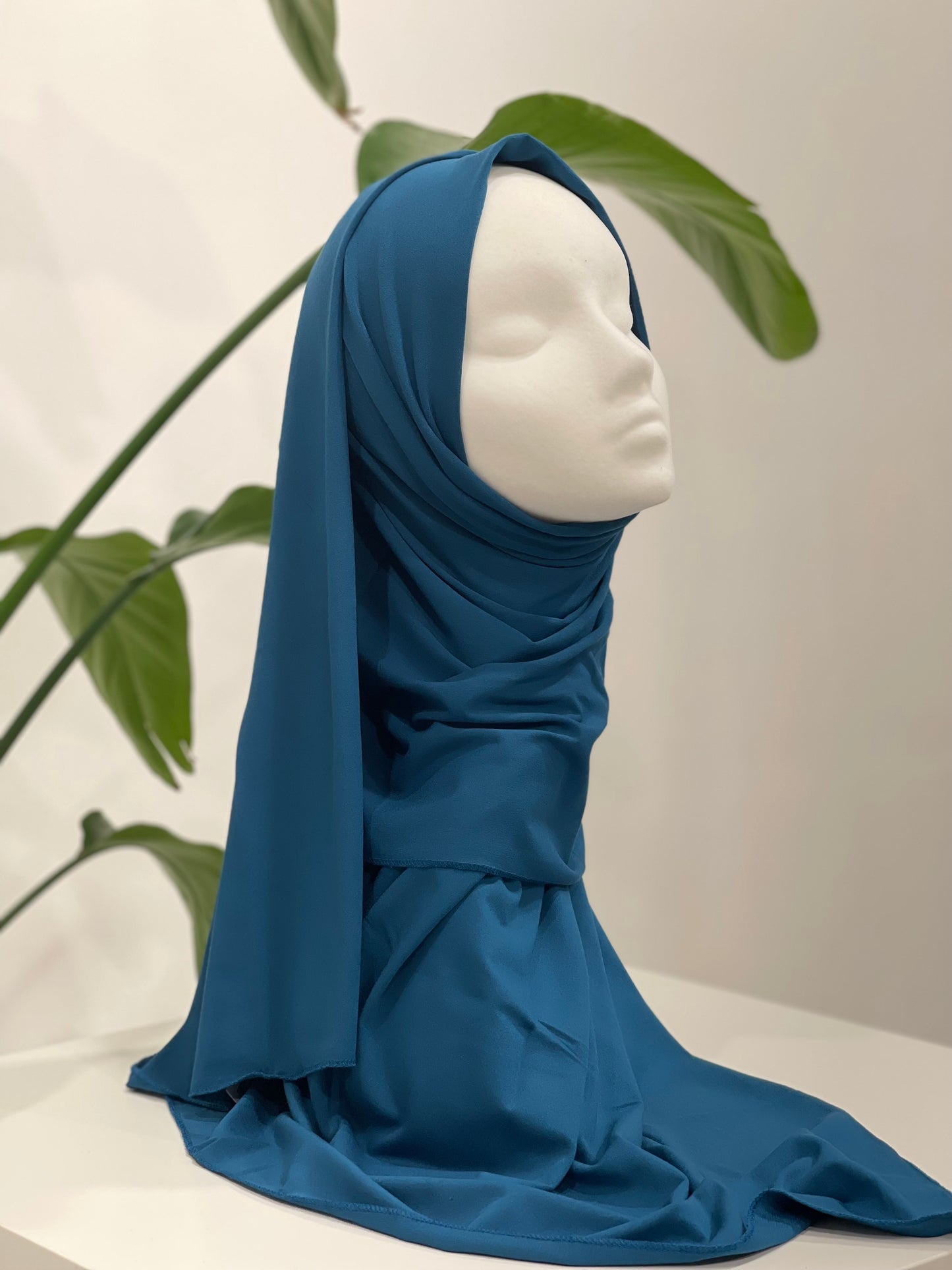 Hijab Jersey blu ciano-orlo Flatlock