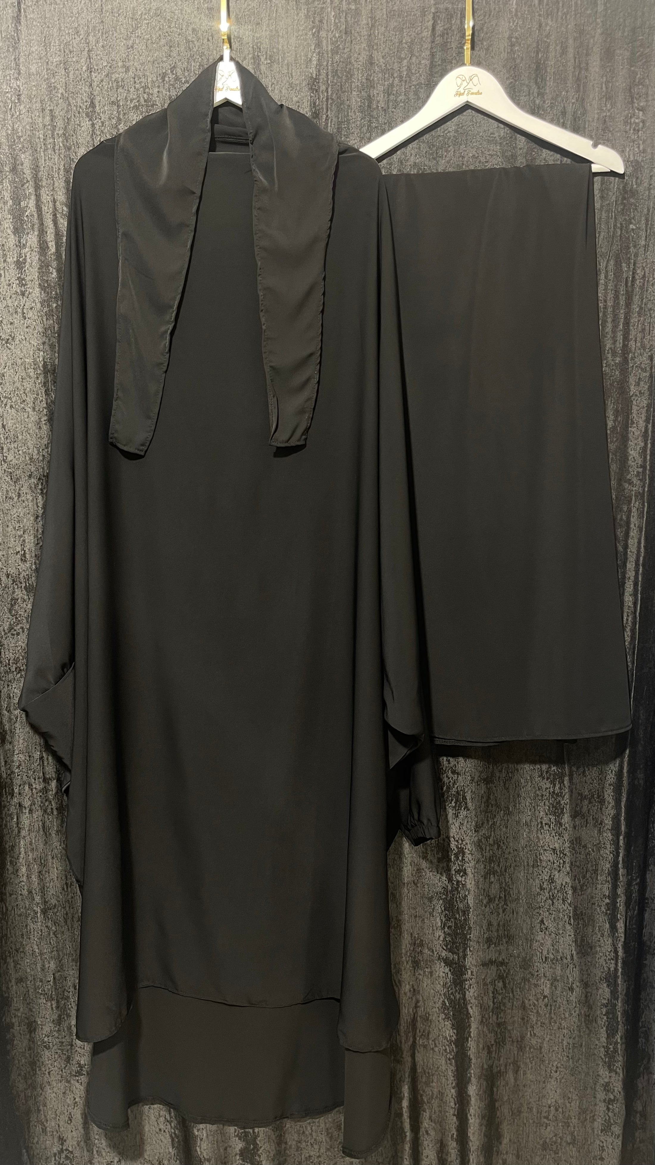 Premium Khimar con gonna - Hijab Paradise, abito da preghiarte, gonna, lungo, coprente, sorriso, donna islamica, musulmano, nero 