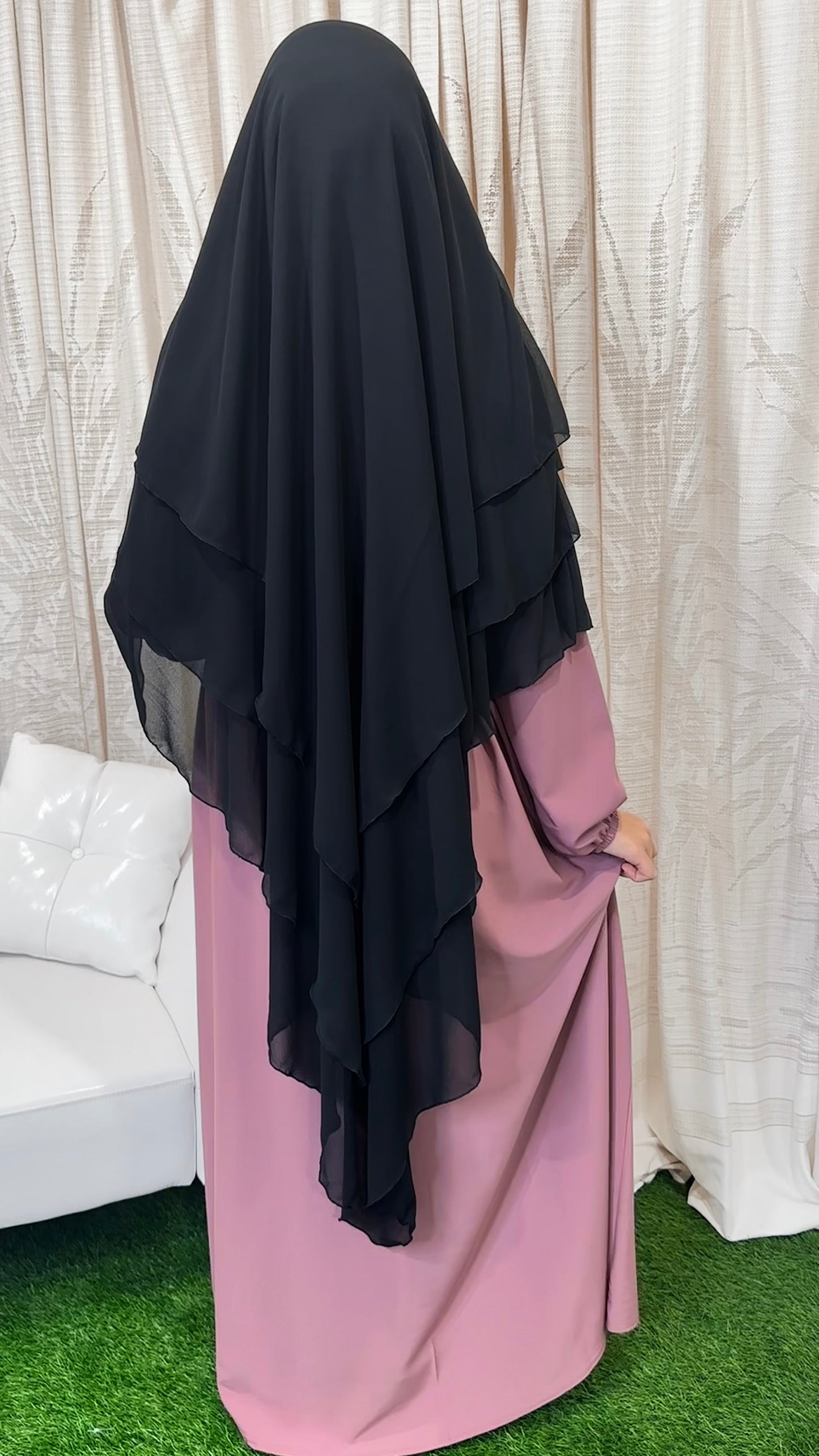 Three layers hijab nero