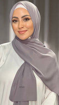 Cargar la imagen en la vista de la galería, Hijab, chador, velo, turbante, foulard, copricapo, musulmano, islamico, sciarpa, Hijab Glowy Crepe Grigio
